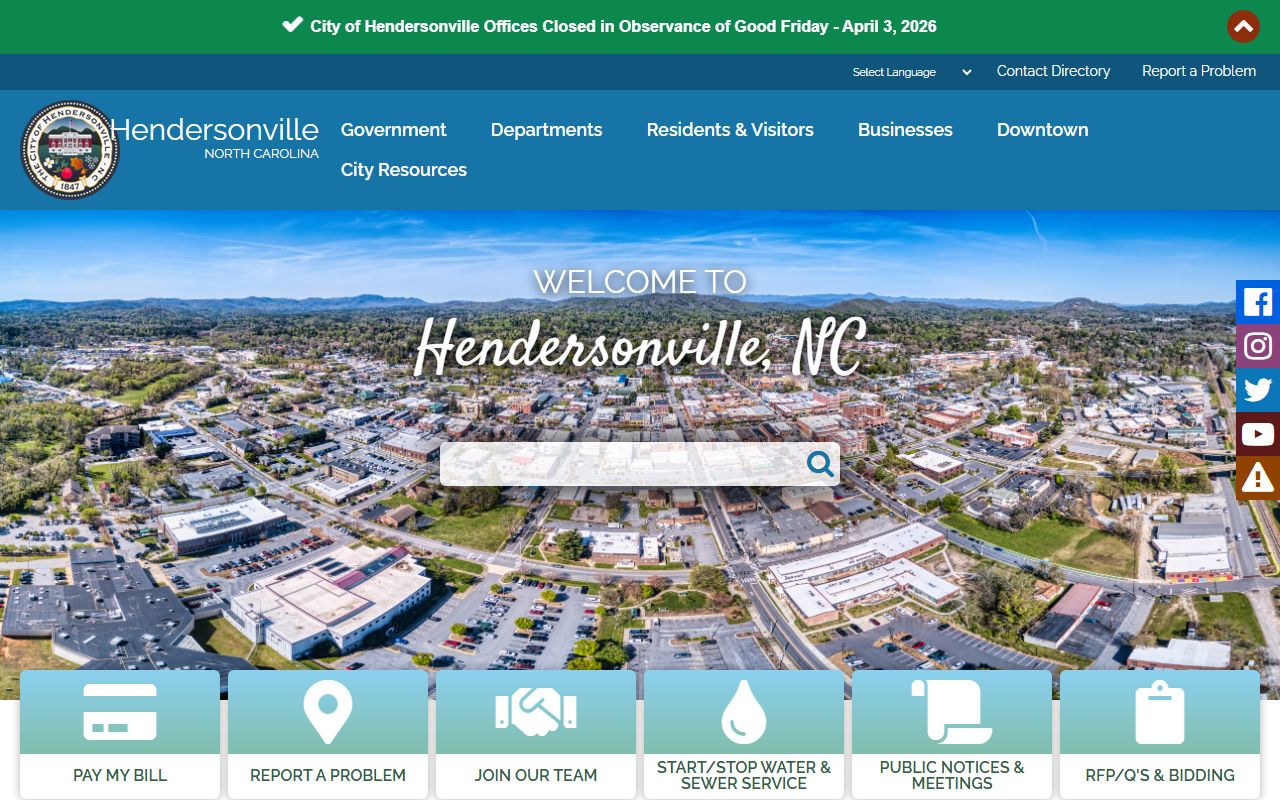 Hendersonville Marriage Records page for the City of Hendersonville