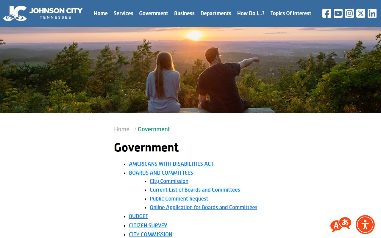 Johnson City Marriage Records city resource at the Johnson City government website