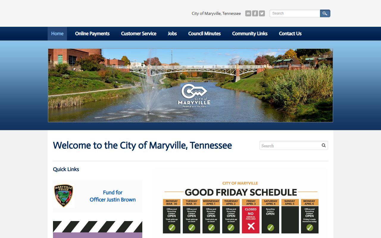 Maryville Marriage Records page for the City of Maryville