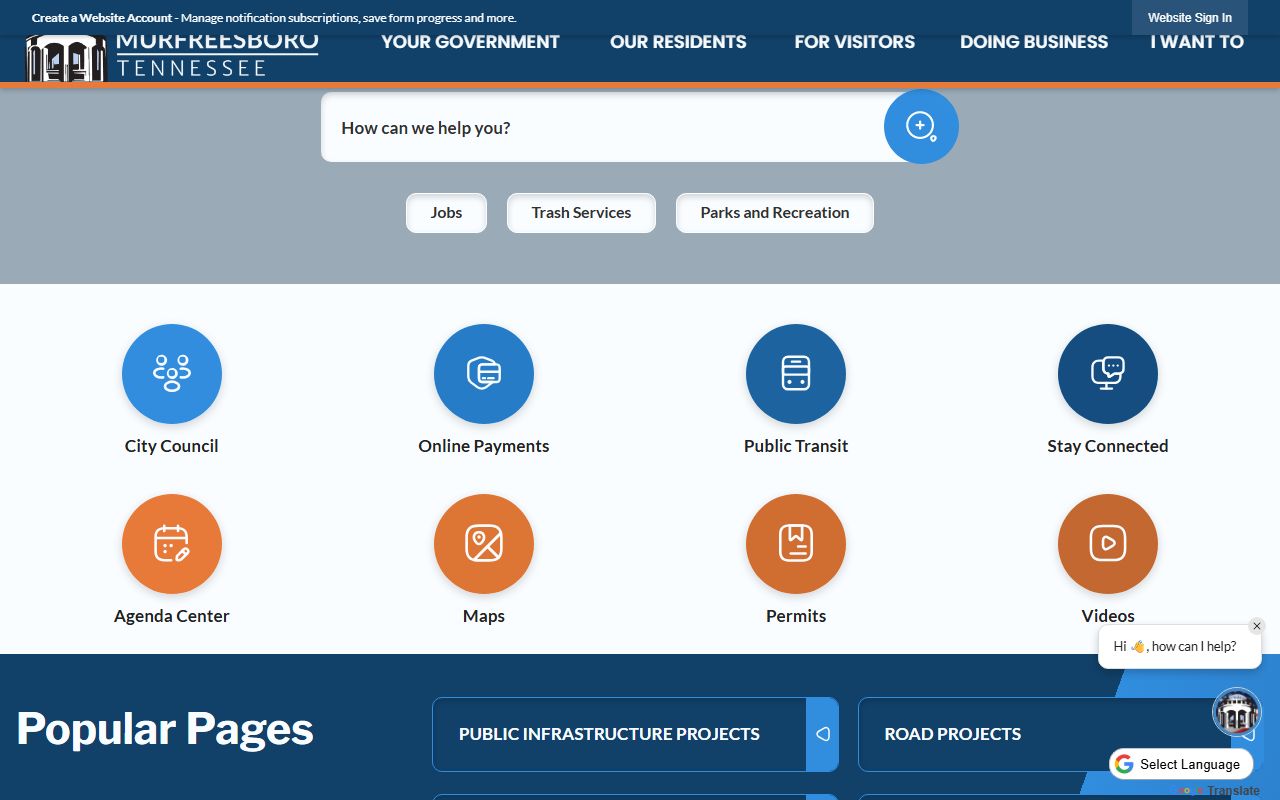 Murfreesboro Marriage Records page for the City of Murfreesboro