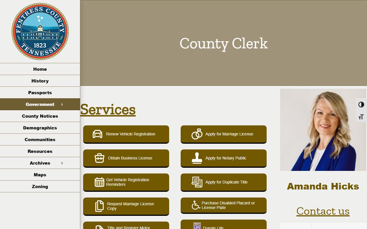 Fentress County Marriage Records at the Fentress County Clerk website