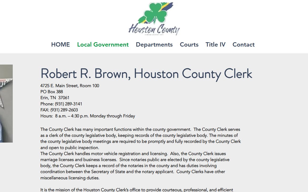 Houston County Marriage Records office at the Houston County Clerk website
