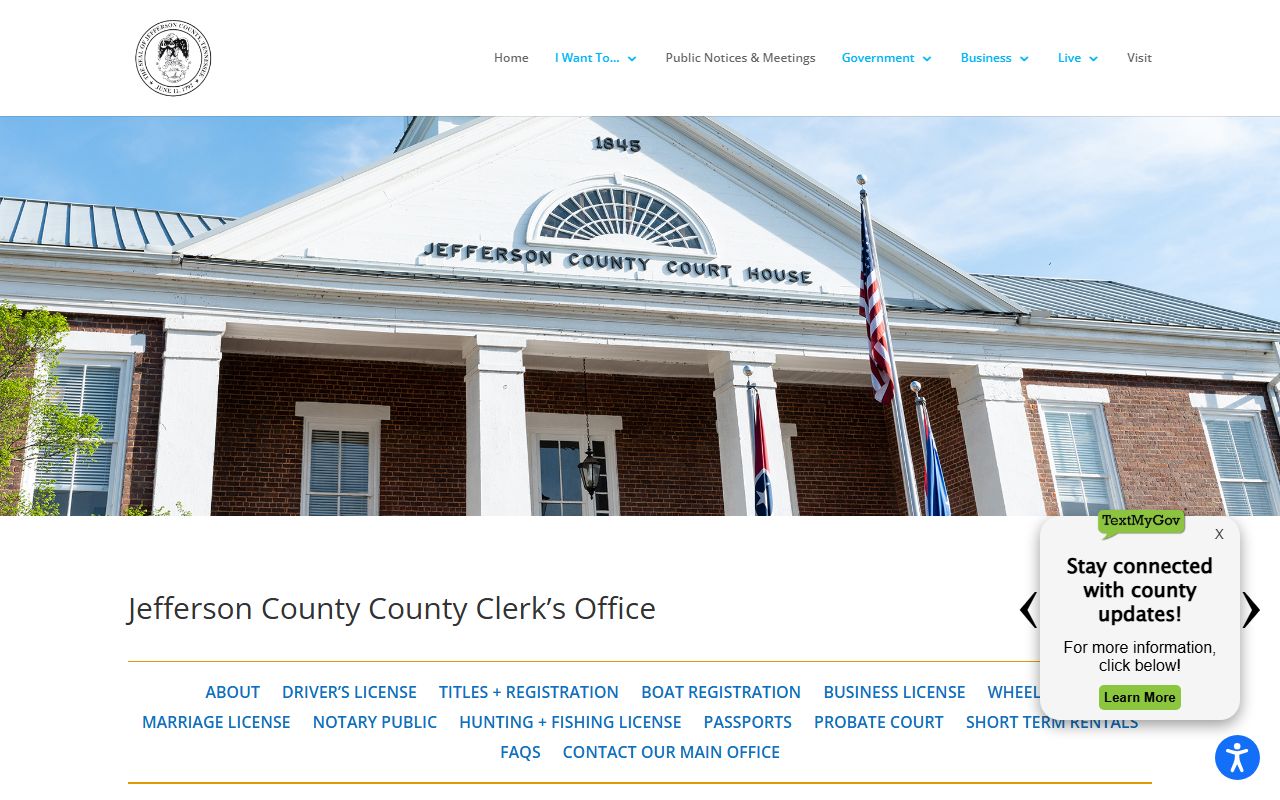 Jefferson County Marriage Records office at the Jefferson County Clerk website