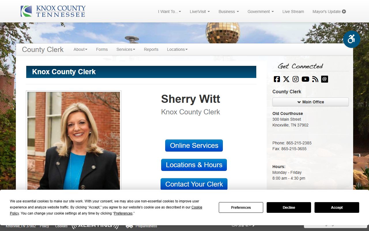 Knox County Marriage Records office at the Knox County Clerk website