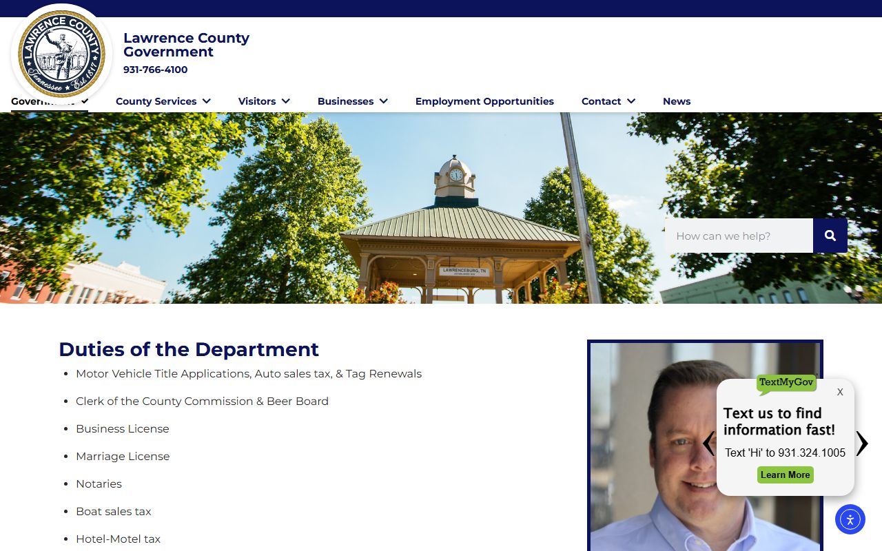 Lawrence County Clerk website for marriage records