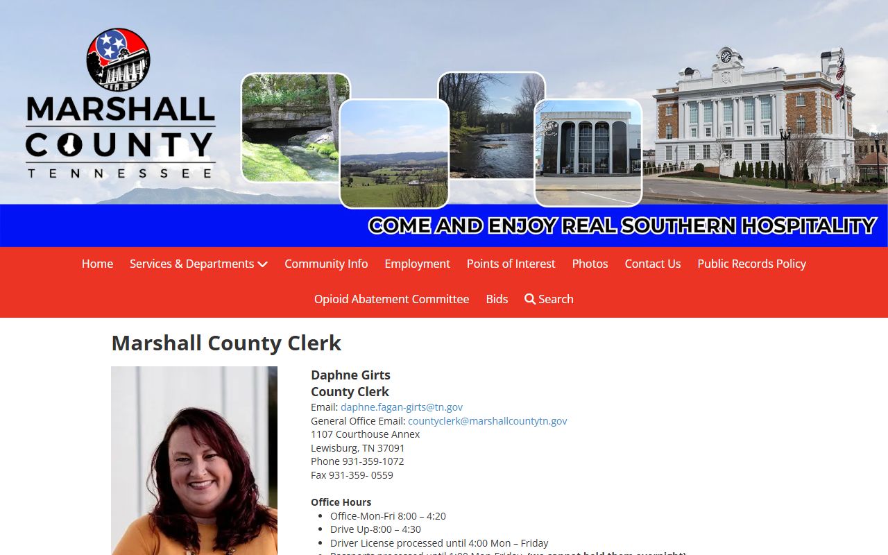 Marshall County Marriage Records office at the Marshall County Clerk website