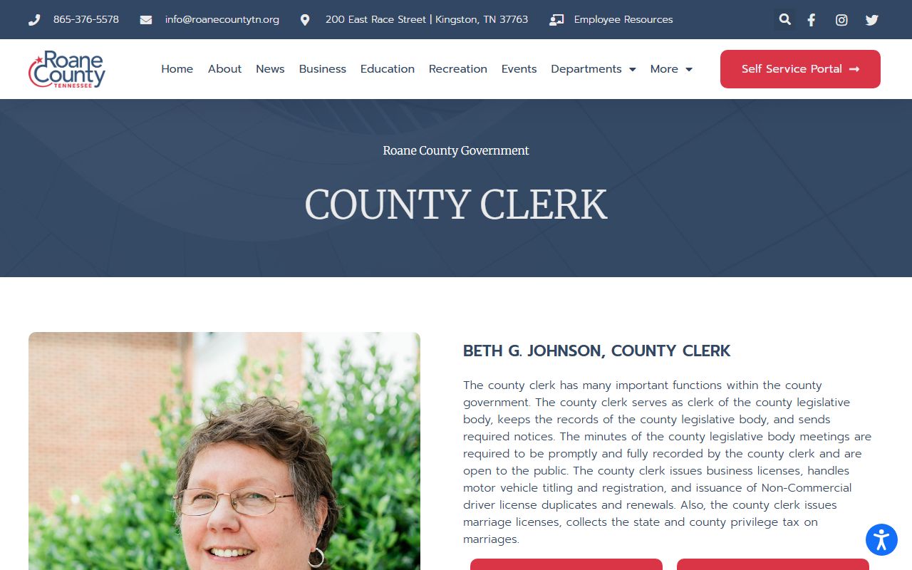 Roane County Marriage Records office at the Roane County Clerk website