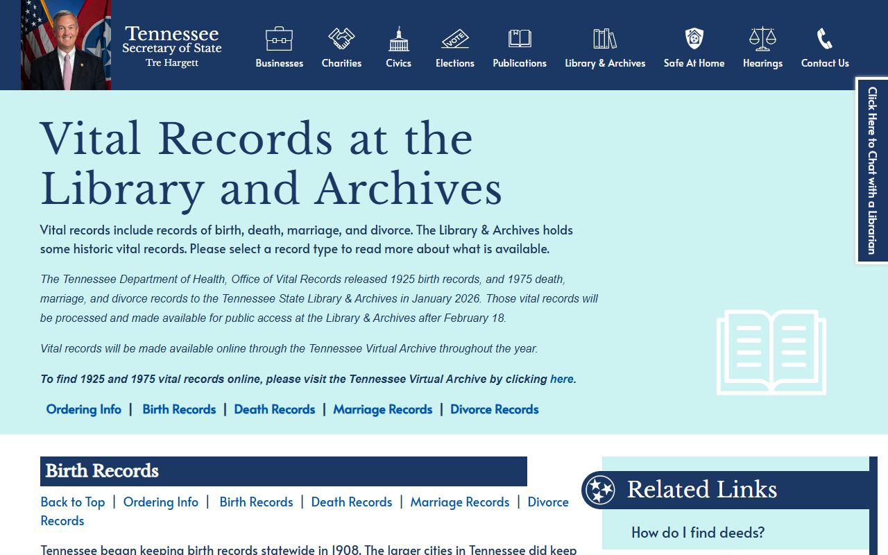 Tennessee Marriage Records guide at the Tennessee State Library and Archives